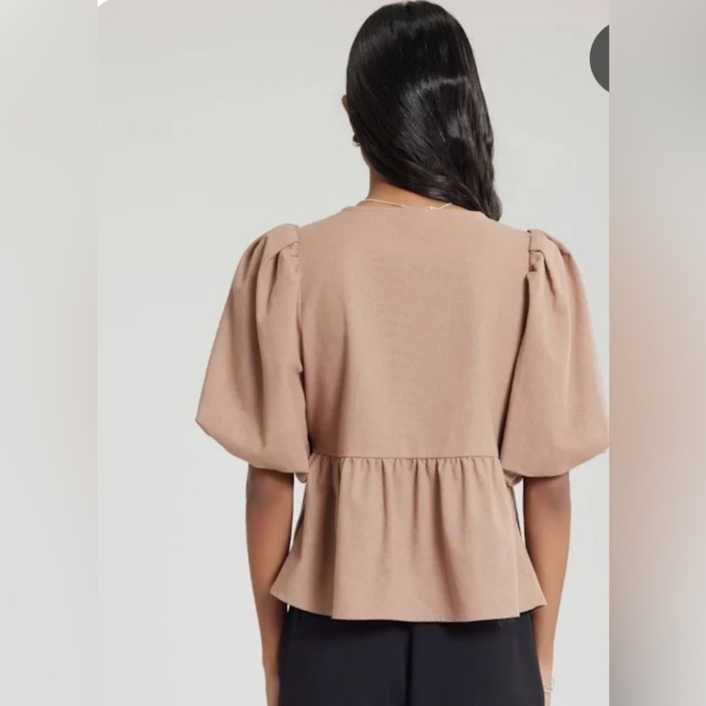 a new day Tan Blouse with Bow Details - Picture 4 of 9
